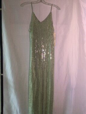 Rhapsody Ltd NWT Sage Green Sequin Evening Gown Maxi Dress Formal Prom Size 10